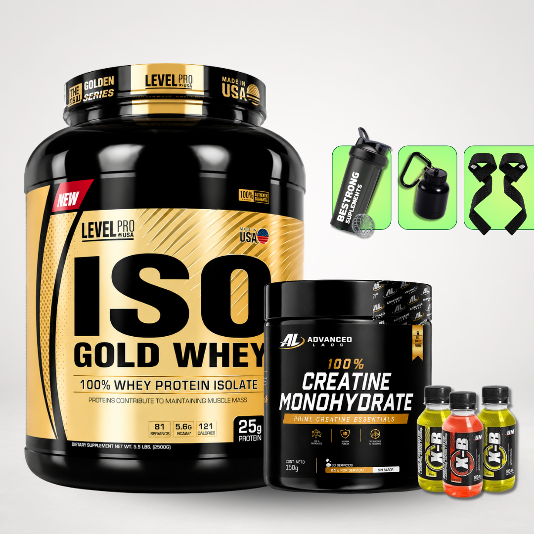 ISO GOLD WHEY 5.5 LBS + CREATINA ADVANCED 150G + REGALOS