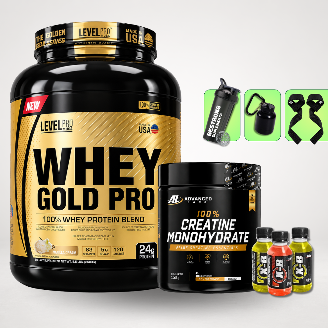 WHEY GOLD PRO 5.5 LBS + CREATINA ADVANCED 150G + REGALOS
