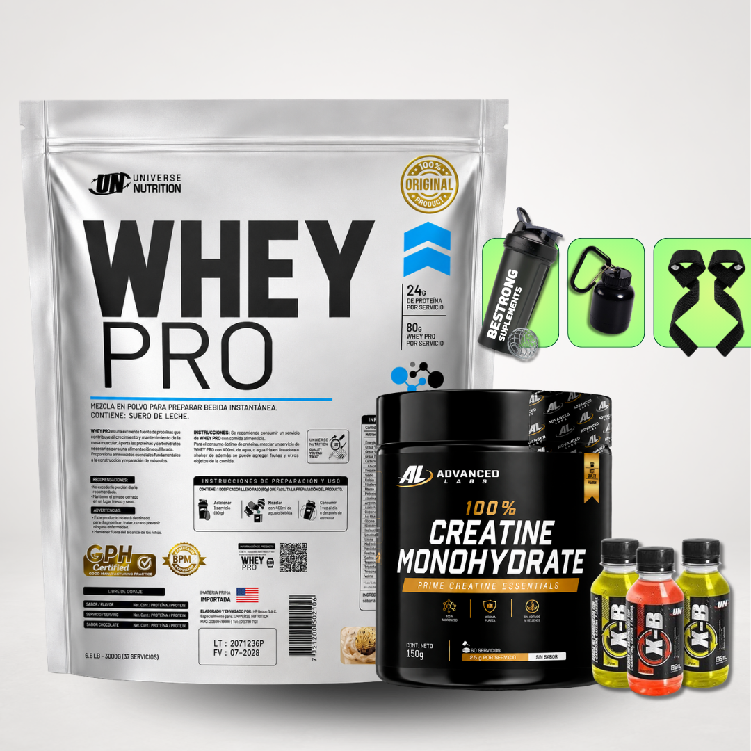 WHEY PRO 3KG + CREATINA ADVANCED 150G + REGALOS