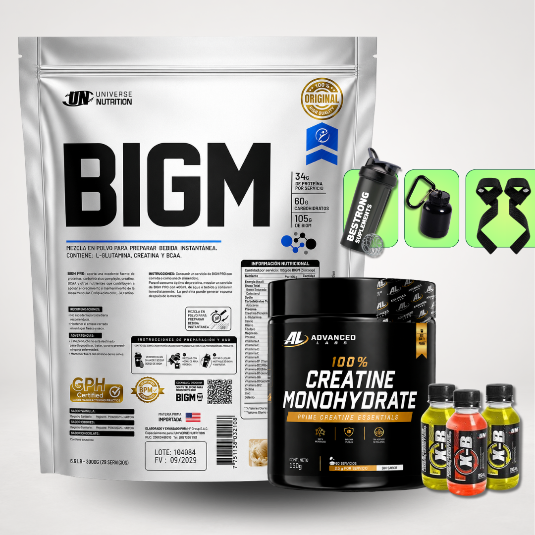 BIGM 3KG + CREATINA ADVANCED 150G + REGALOS