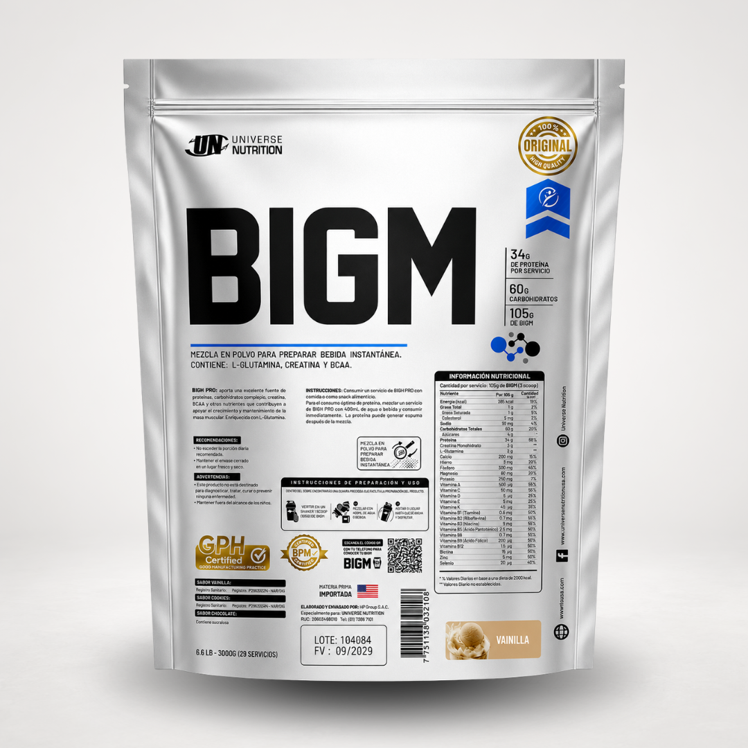 BIGM 3KG + CREATINA ADVANCED 150G + REGALOS