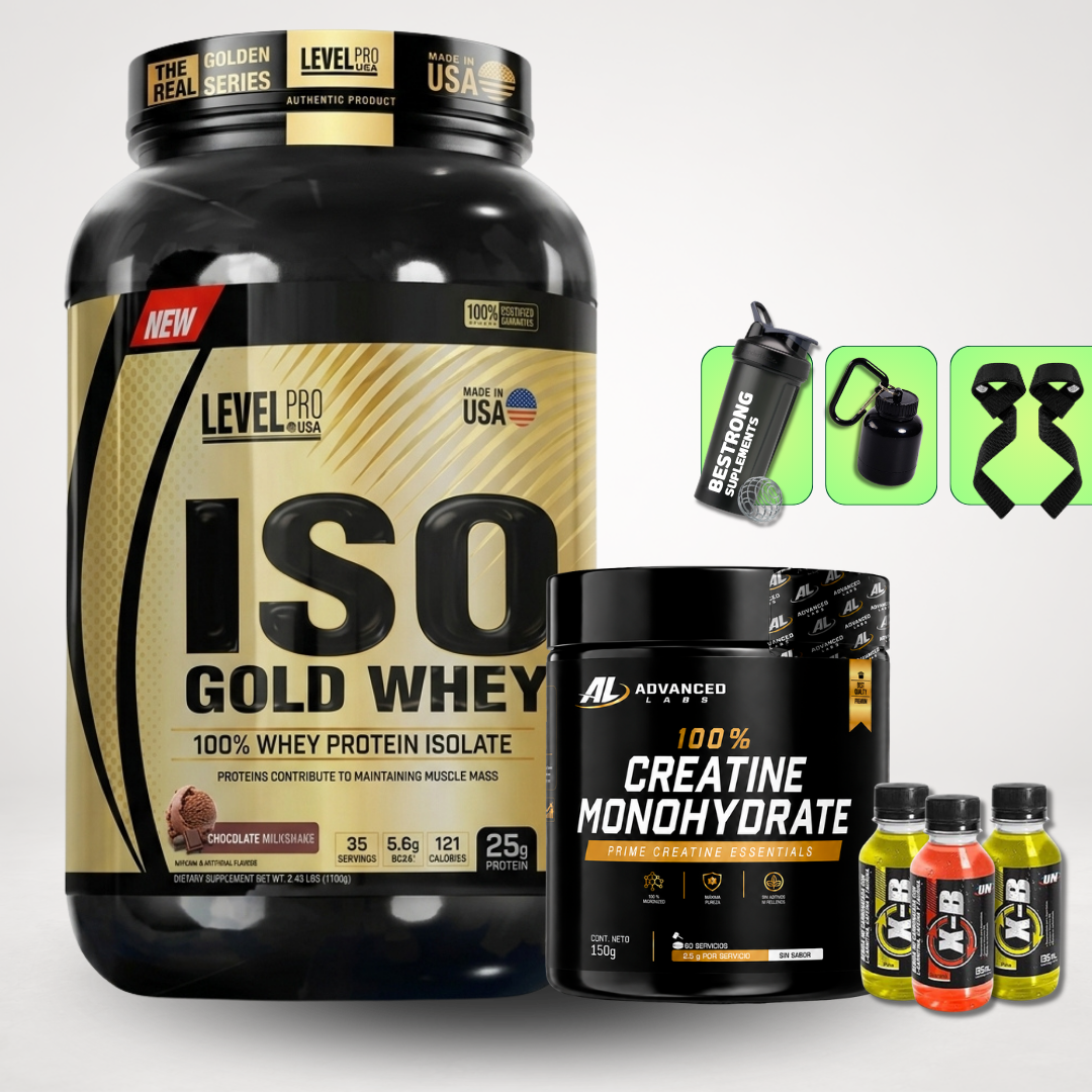 ISO GOLD WHEY 2.4LBS + CREATINA ADVANCED 150G + REGALOS
