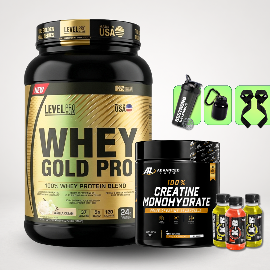 WHEY GOLD PRO 2.4 LBS + CREATINA ADVANCED 150G + REGALOS