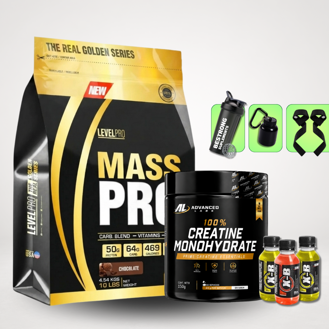 MASS PRO 10 LB + CREATINA ADVANCED 150G + REGALOS